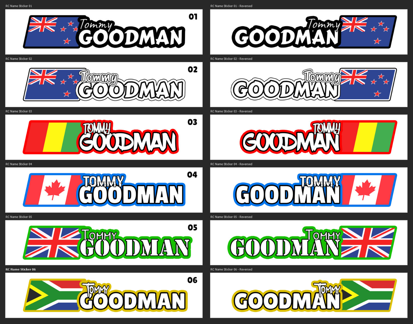 RC Name Window Stickers